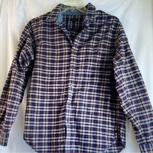 J. Crew Women’s Granola Girl Blue Plaid Shirt with Leather Arm Pads